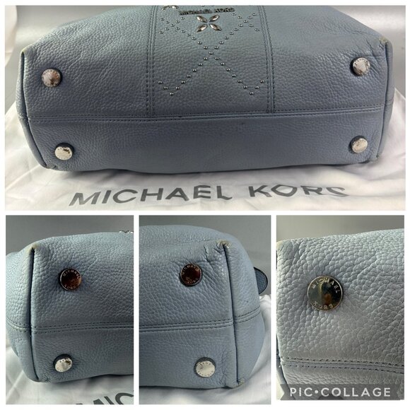 Michael Michael Kors Blue Leather Studded Shoulder Bag - Picture 14 of 14